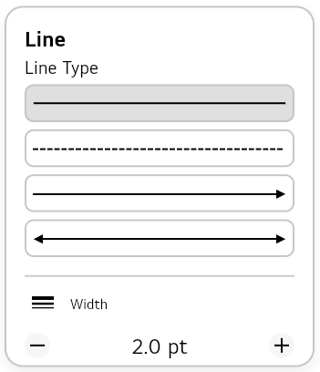 Menu for selecting line type and thickness