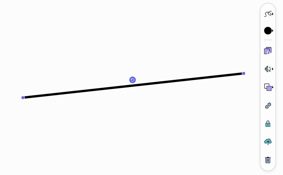 Options menu for objects created with the Line