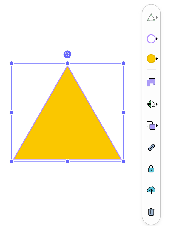 Options menu for triangle object
