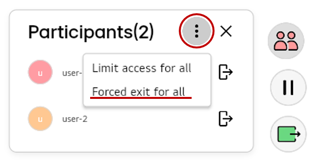 Tap the More button and select the Forced exit for all.
