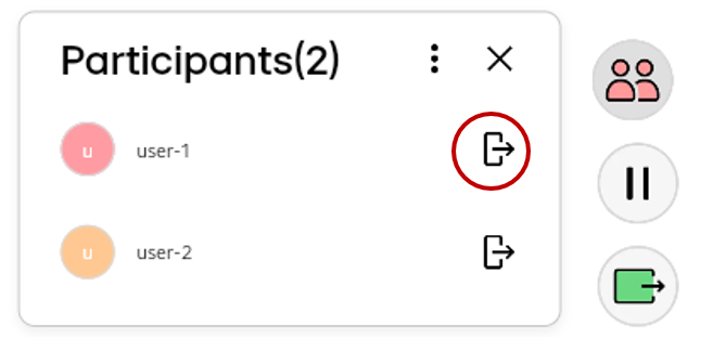 To force out a specific user, tap the exit button next to the user.
