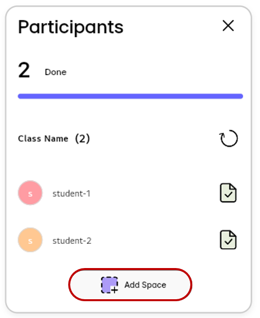 Tab the Add Space button.