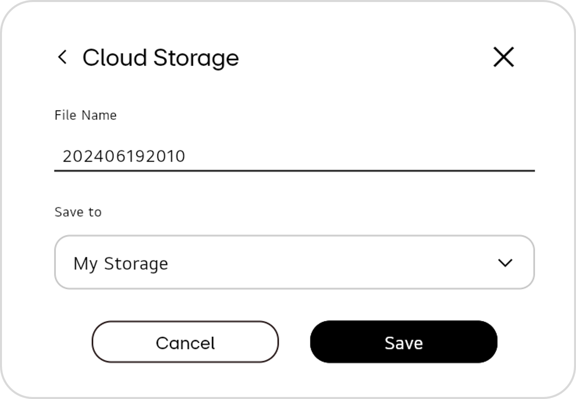 Options menu when saving to Cloud Storage