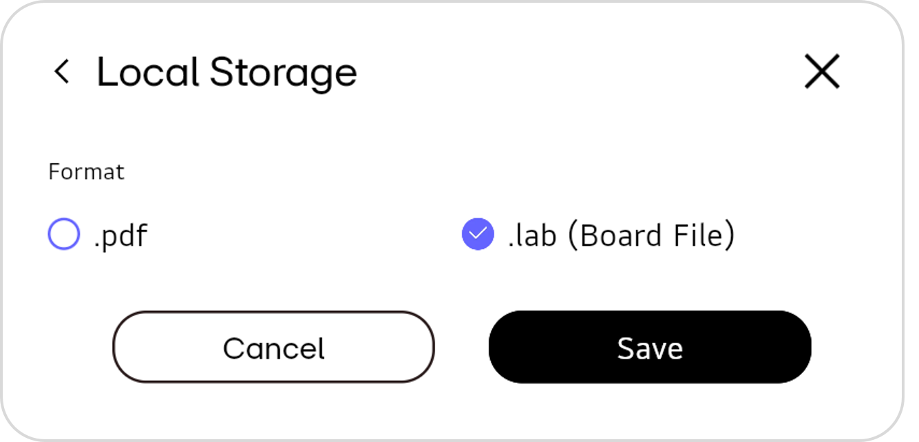 File format options when saving to Local Storage