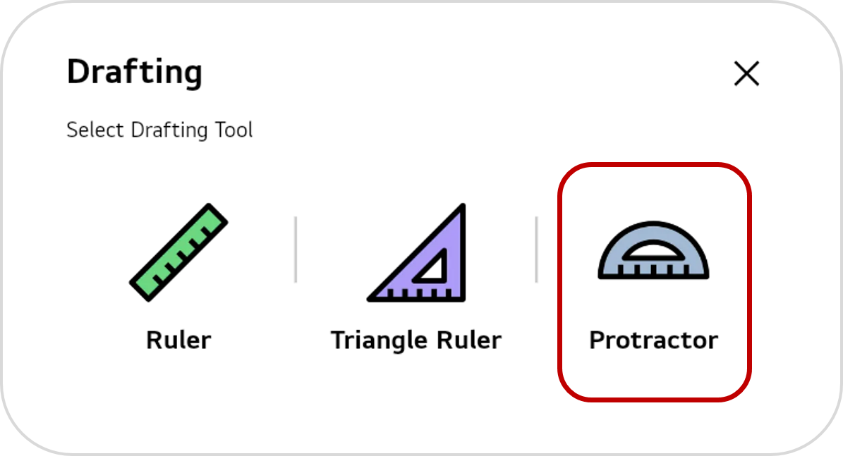 Selecting Protractor from the sub-modes of Drafting