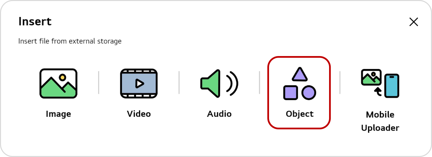 Selecting Object from the sub-modes of Insert