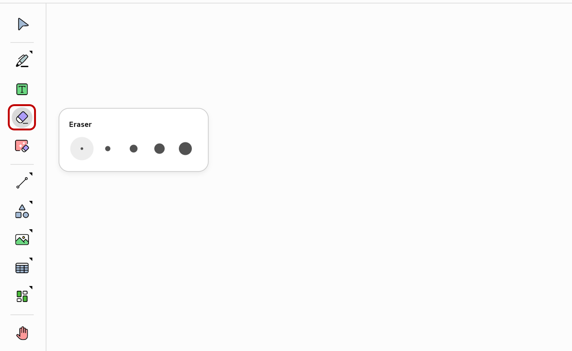 Select the Eraser from the left Tool bar.