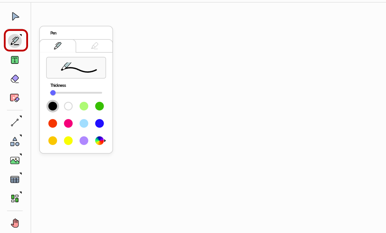 Select the Pen from the left Tool bar.