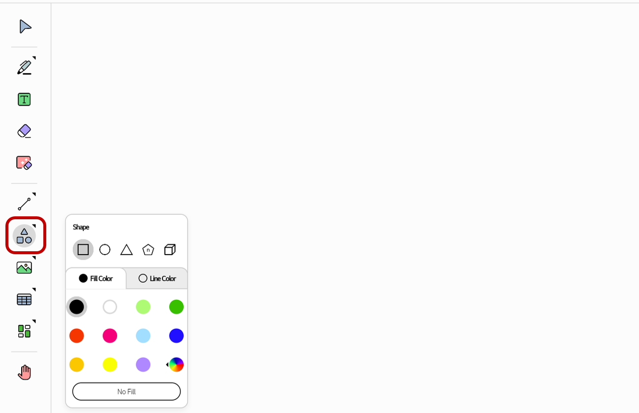 Select the Shape from the left Tool bar.