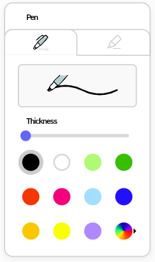 To use the regular pen, select the first tab in the Pen settings and choose its thickness and color