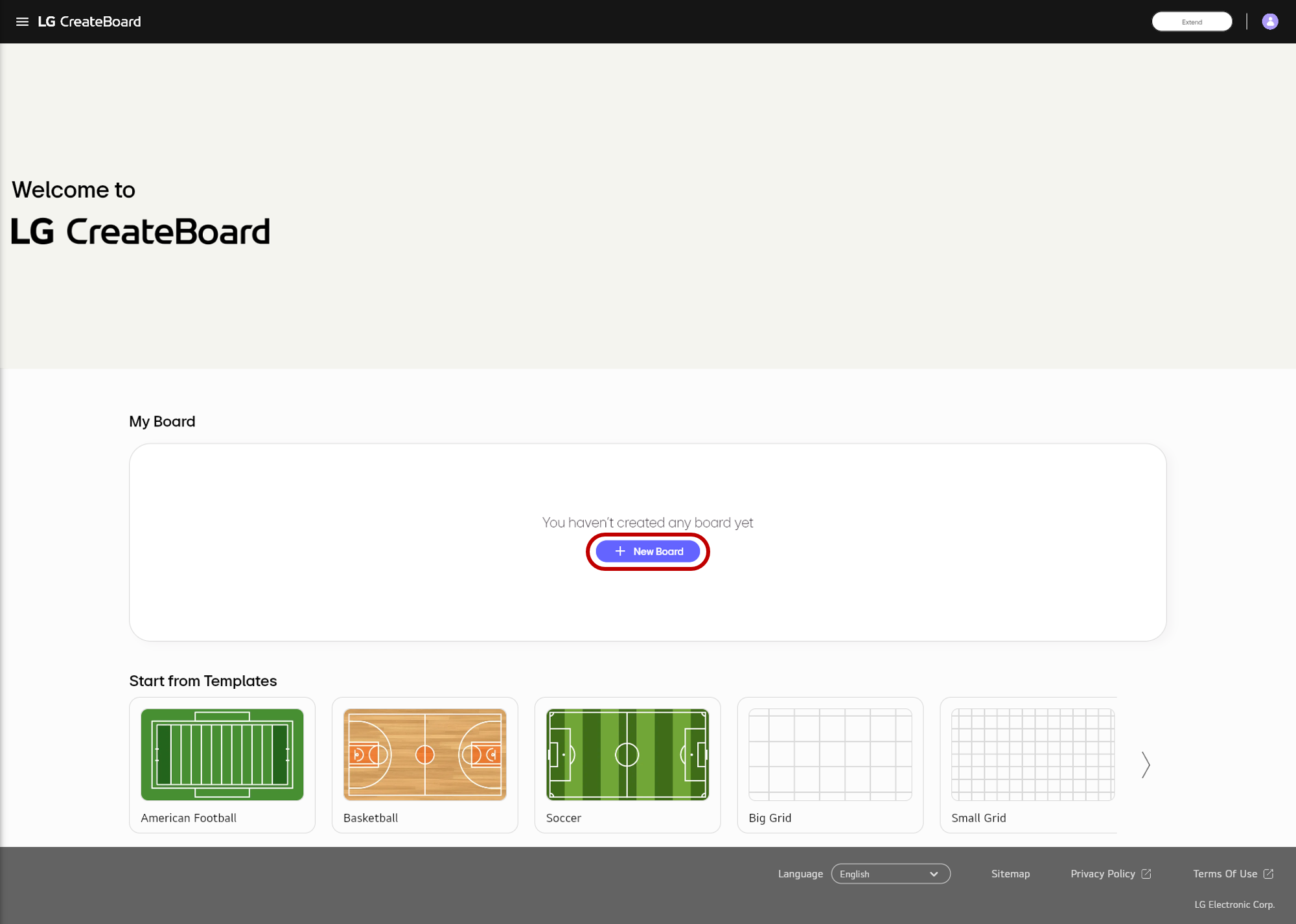 Creating a New Board from the home